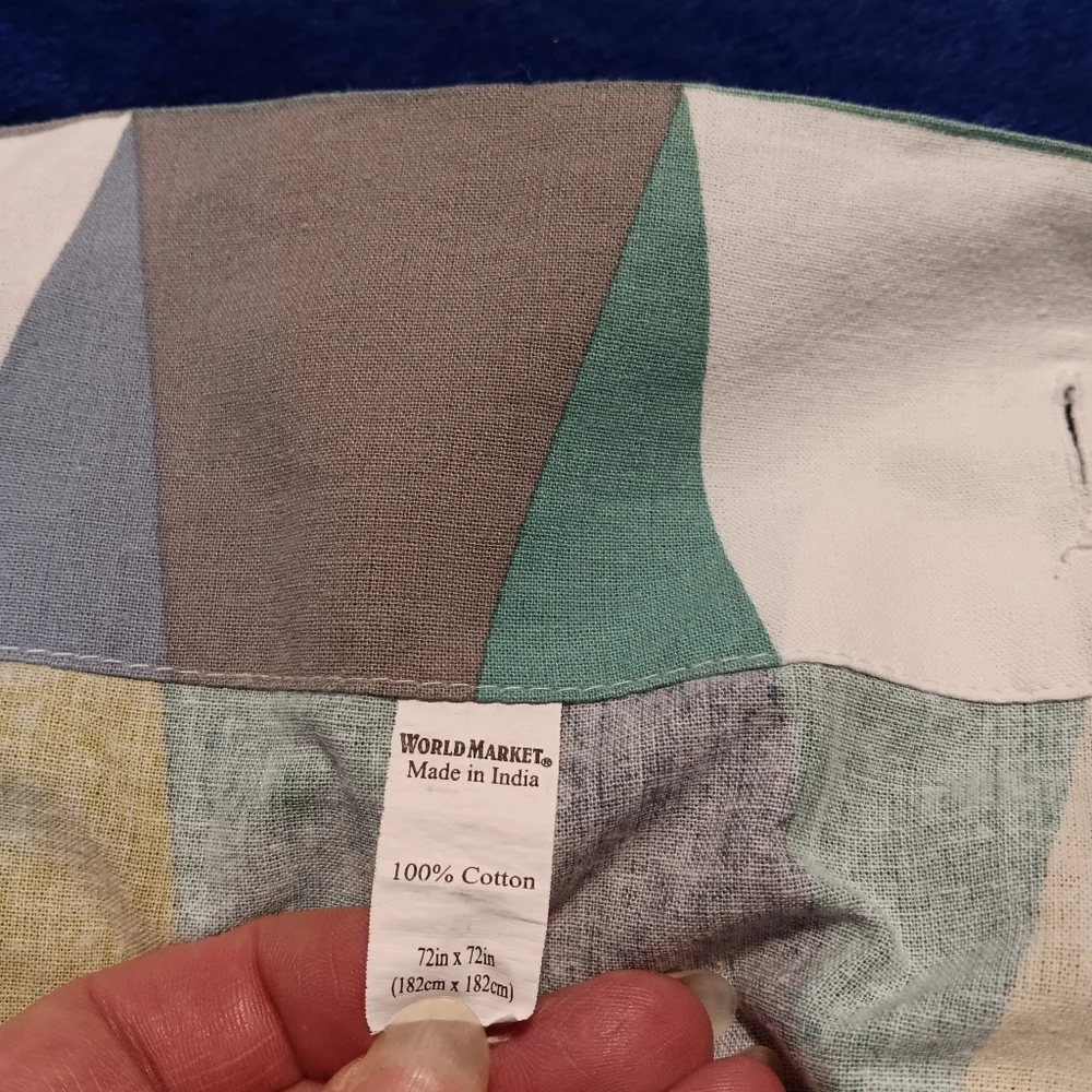 Geometric Triangle Cotton Bath Towel - Blue, Green, Gray, White